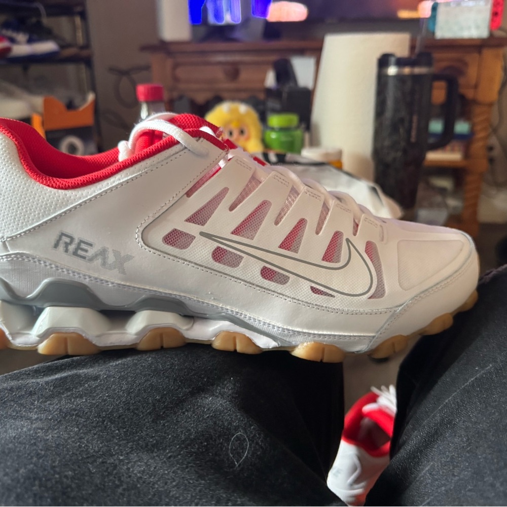 Nike Reax White and Red Athletic Shoes